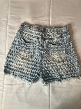 Fashion Nova Light Blue Distressed Denim Shorts